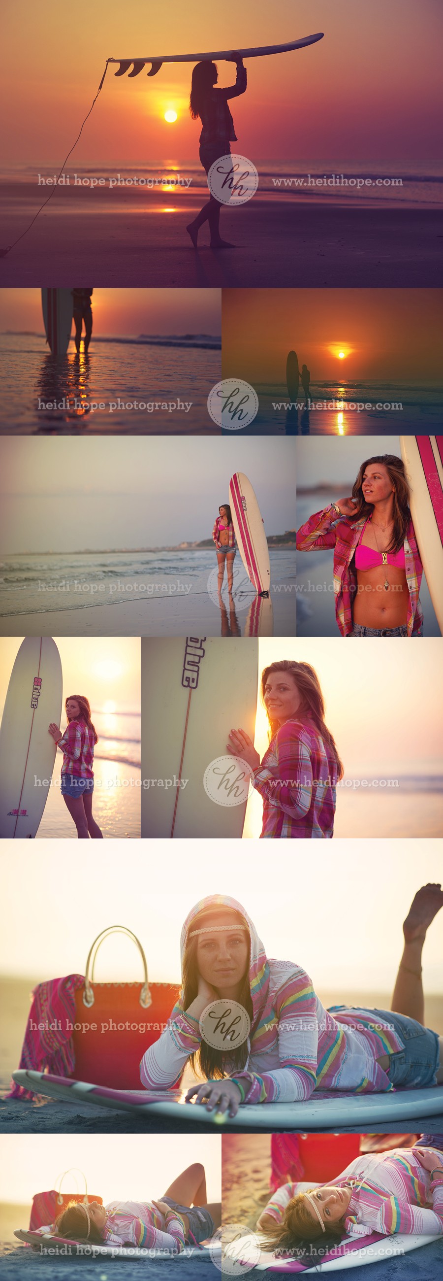 Teen Modeling and Senior Surfing Shoot on the beach by Heidi Hope Photography #surfing #surfer chic #beach style #senior shoot