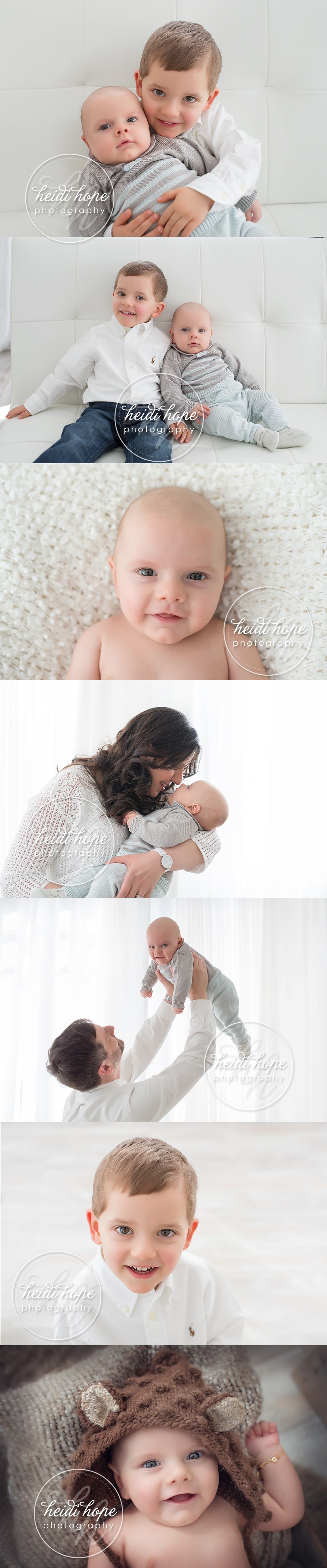3 month old baby boy portraits with big brother and family
