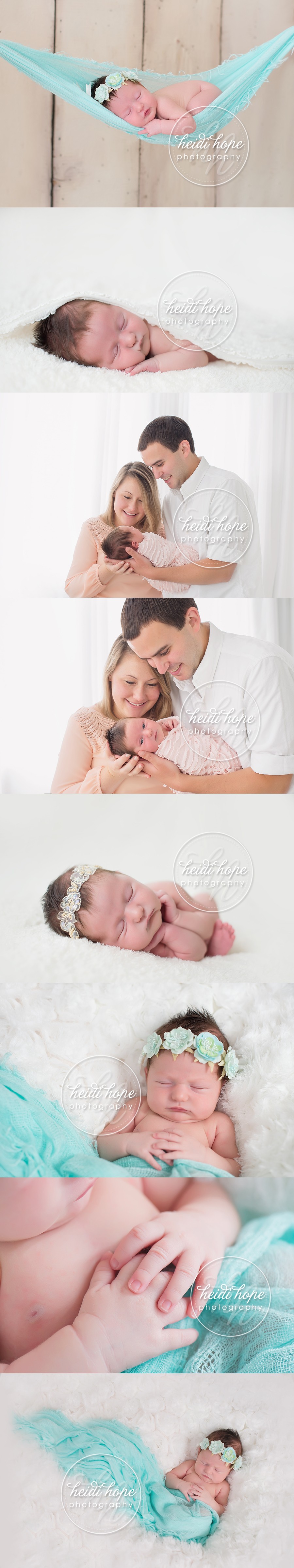 colorful newborn baby girl session with parents