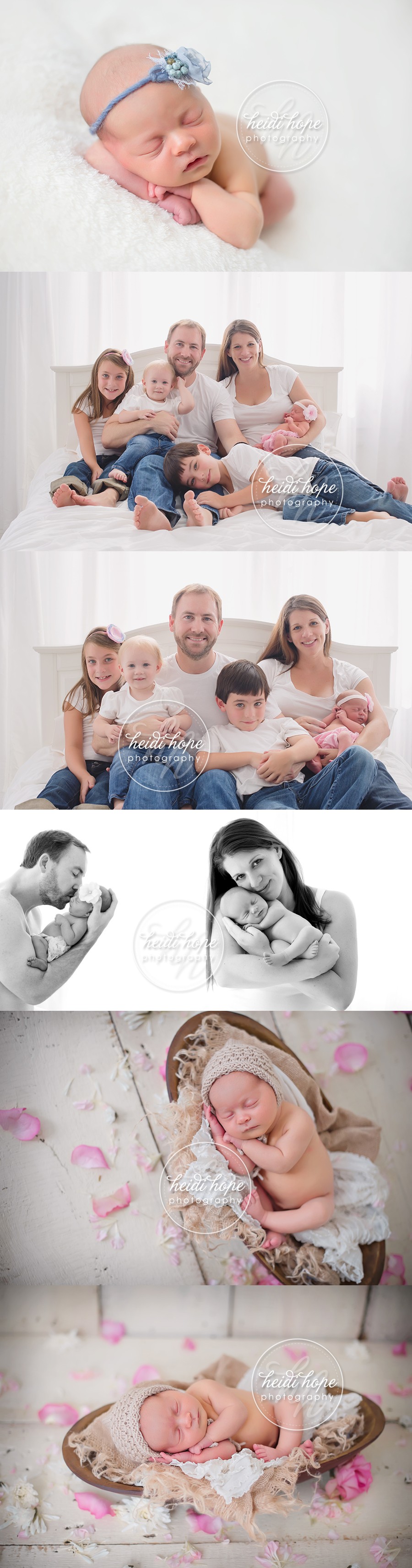 family of six newborn photos with siblings