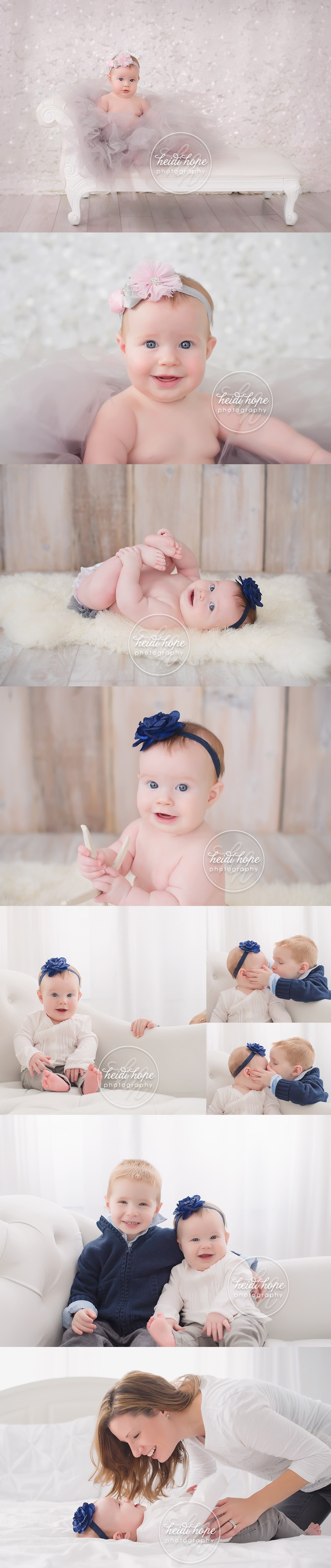 6 month old baby girl session with big brother and family