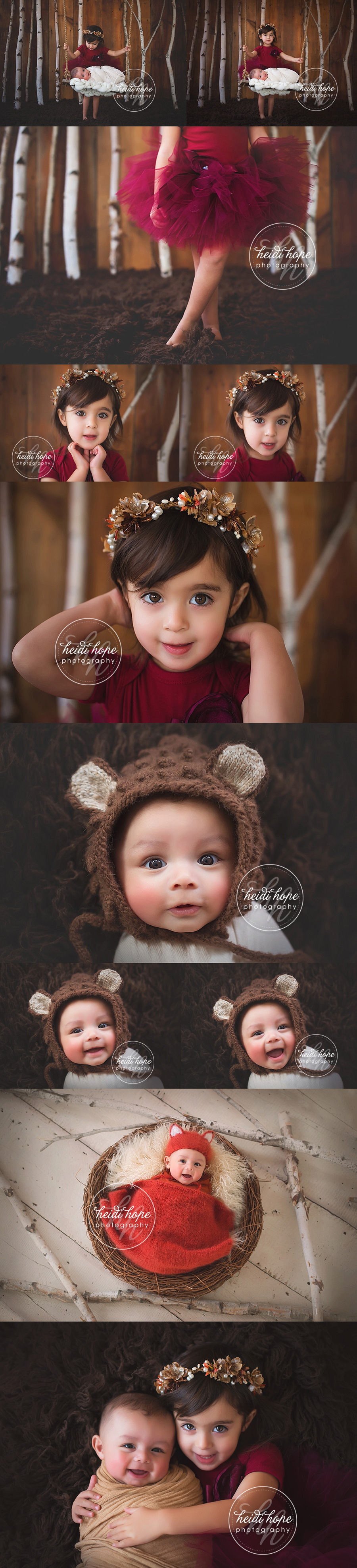 baby-and-sister-winter-studio-session-with-fox-woodland-theme