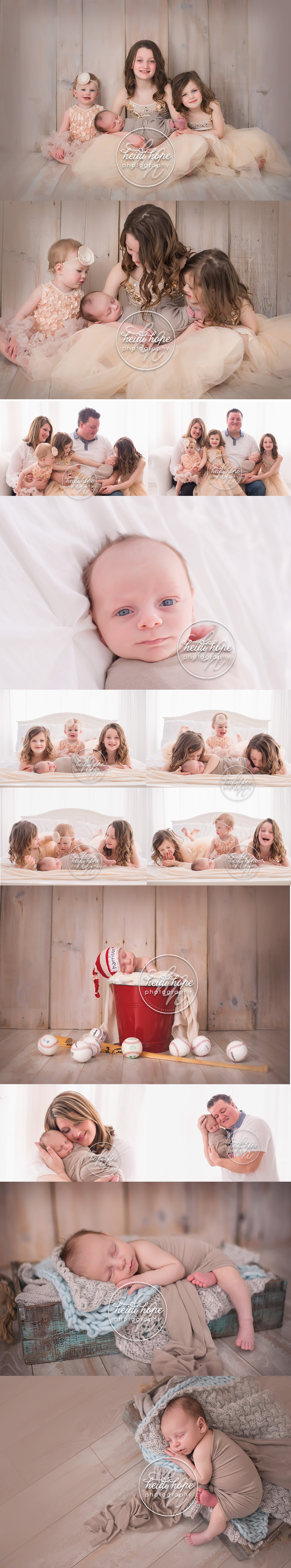 newborn boy with 3 big sisters 1 month old by heidi hope photography